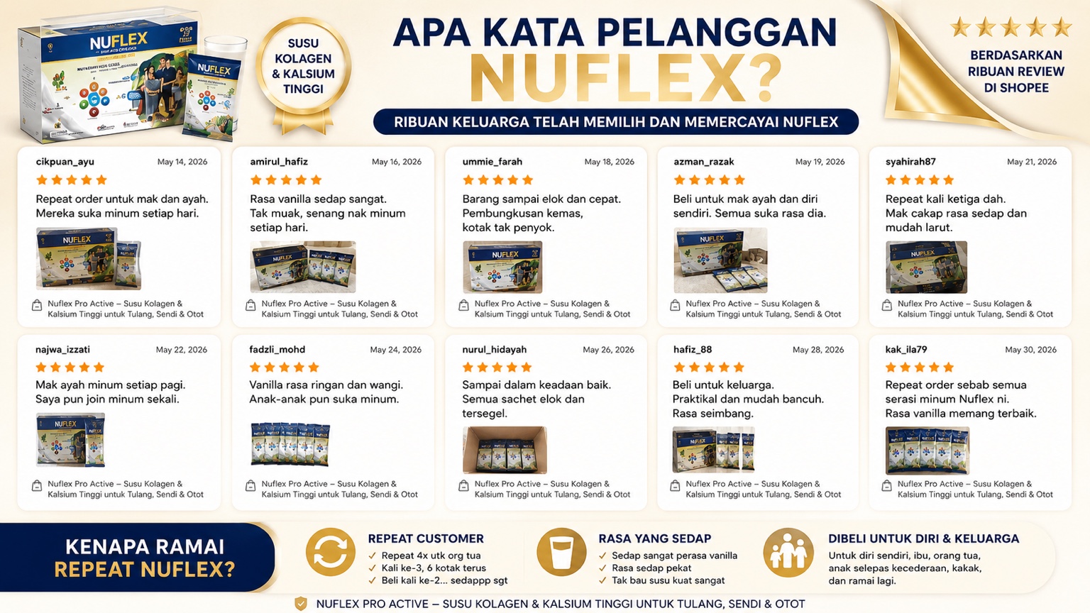 Apa kata pelanggan NUFLEX: ulasan pembelian daripada Shopee